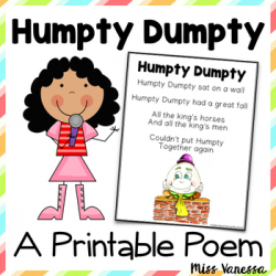 Humpty Dumpty Poem Printable Nursery Rhyme