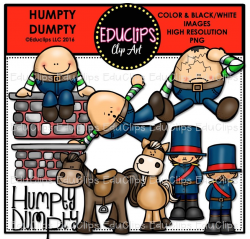 Humpty Dumpty Nursery Rhyme Clip Art Bundle (Color and B&W)