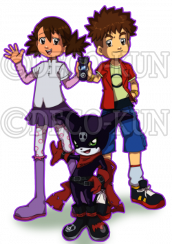 Ai and Mako with Impmon Digimon Hunters style by Deko-kun on DeviantArt