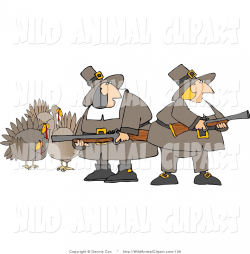 Clip Art of a Humorous Pilgrim Women Armed with Hunting ...