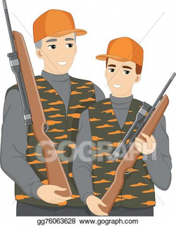 EPS Vector - Dad son hunting. Stock Clipart Illustration ...