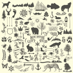 Camping Clipart, Animal Clipart - Nature Rustic Tree Adventure Hunting  Clipart Clip Art PNG Vector EPS AI Design Elements Instant Download