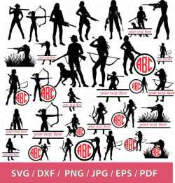 Woman Hunting SVG, eps, dxf, Woman Warrior SVG, Female ...