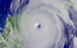 Stock Photo: Satellite Image of Hurricane Wilma's Eye