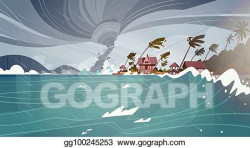 Vector Clipart - Tornado incoming from sea hurricane in ...