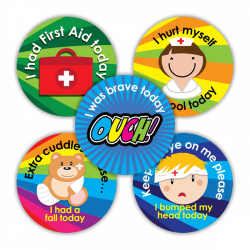 These colourful First Aid stickers are sure to help soothe ...