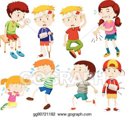 Vector Art - Different kids being sick and getting hurt. EPS ...