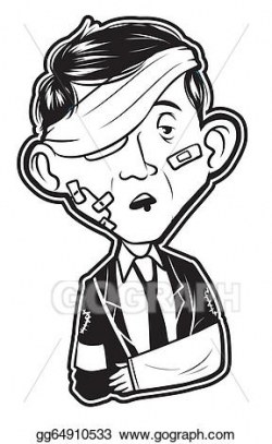 Clip Art Vector - Black and white clipart injured bus. Stock ...