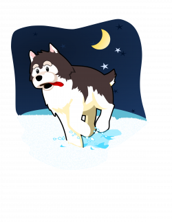 Clipart - Husky playing in the snow