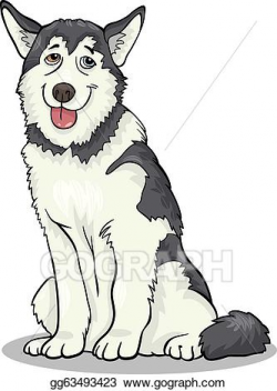 Clip Art Vector - Husky or malamute dog cartoon illustration ...