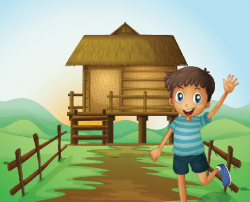 Boy with A Hat Standing Near The Nipa Hut | Clipart | Preschool ...