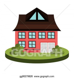Vector Clipart - Beautiful house exterior icon. Vector ...