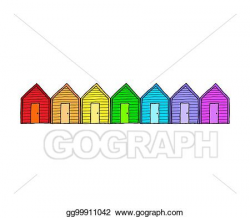Vector Illustration - Colorful beach hut line. Stock Clip ...