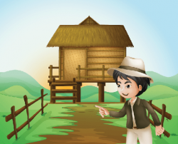 Boy with A Hat Standing Near The Nipa Hut | Clipart | PBS ...
