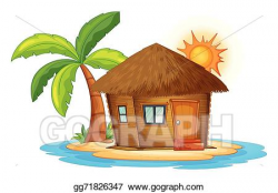 Vector Art - A small nipa hut in the island. Clipart Drawing ...