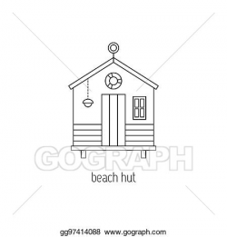 Vector Clipart - Beach hut line icon. Vector Illustration ...