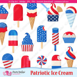 Patriotic ice cream, 4th Of July clipart, 4th Of July clip ...
