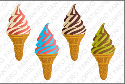 Ice cream clipart JPG files and PNG files, Dessert Summer Icecream Clipart  transparent background.