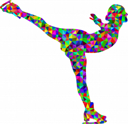 Clipart - Prismatic Low Poly Ice Skating Woman