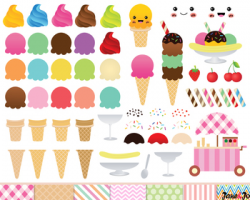Ice Cream Clipart,Ice cream cone Clip art,Kawaii Ice Cream,dessert sweet  clipart