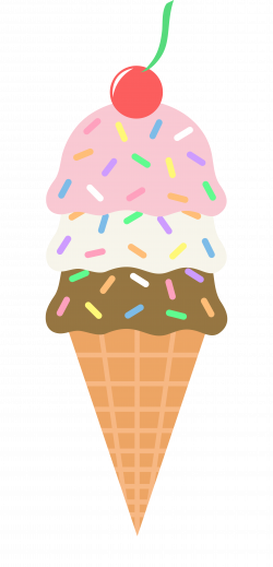 Clip art of neapolitan ice cream cone with sprinkles and a cherry on ...