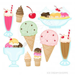 Ice Cream Shop Cute Digital Clipart, Ice Cream Clip Art, Banana Split  Clipart, Ice Cream Cone Graphics, Ice Cream Sundae Image, Download