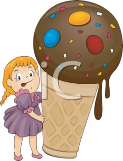 Royalty Free Clipart Image of a Girl With a Huge Ice Cream ...