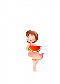 Cartoon Watermelon Clip art - Little girl eating watermelon 684*957 ...