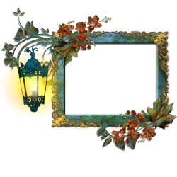 Frame with Flowers and Shining Lamp | Gallery Yopriceville - High ...