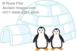 Clip Art Illustration Of A Couple Of Penguins Standing In Front Of ...