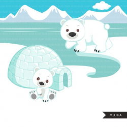 Arctic animals clipart. Cute winter animals, igloo, whale ...