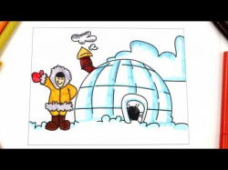 Coloring igloo, learn types of houses, house coloring pages ...