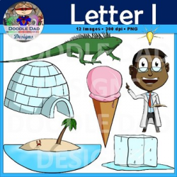 Letter I Clip Art (Igloo, Ice, Ice Cream, Iguana, Island, Idea)