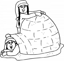 Kids in an Igloo Coloring Page | Purple Kitty