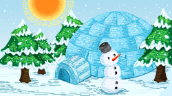 80s Retro Pixel Winter Snowing Snowman Snow Igloo ...