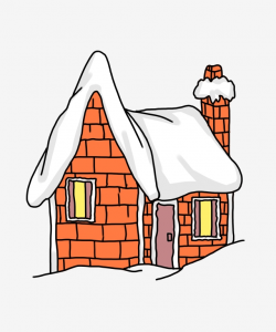 Orange Igloo Illustration Orange Brick House Snow Falling ...