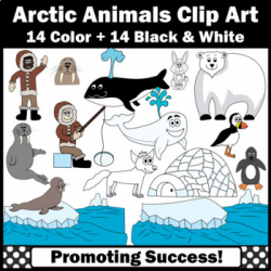 Arctic Animals Clipart, Eskimo, Igloo, Seal, Polar Bear Penguin SPS