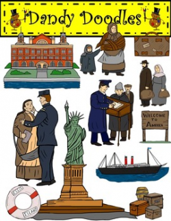 Ellis Island Immigration Clip Art by Dandy Doodles by Dandy Doodles