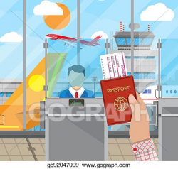 Vector Stock - Border control concept, immigration officer ...