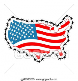 Vector Illustration - Us map with barbed wire. america ...