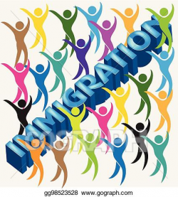 EPS Vector - Immigration 3d word and people figures. Stock ...