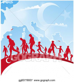 Vector Illustration - immigration people on turkey flag. EPS ...