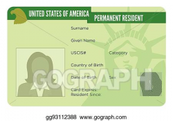Vector Clipart - Us green card for immigration. Vector ...
