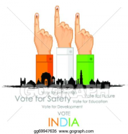 Vector Art - Hand with voting sign of india. Clipart Drawing ...