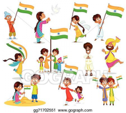Vector Stock - Indian kid with flag of india. Clipart ...