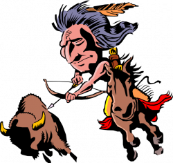 American Indigenous Indian Hunts Buffalo - Vector Image