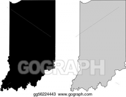 EPS Illustration - Indiana map. black and white. mercator ...
