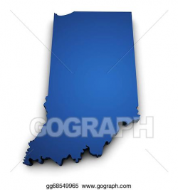 Clipart - Map of indiana state 3d shape. Stock Illustration ...