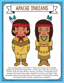 Apache Indians Coloring Page Craft and Poster, Indian Tribes, Native  American
