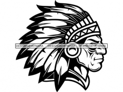 Indian Ethnic Native American Mask Mascot Chief Head Traditional Culture  Cherokee Headdress Gear .PNG SVG Clipart Vector Cricut Cut Cutting
